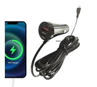 Car Dash Cam Charger - 11.48ft Charging Cord, USB Ports, 12-24V Fast Power Adapter | QC18W PD20W High Speed Plug for GPS Navigation Digital Camera T-Type Straight Port Fireproof ABS Construction