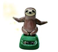 Car Dash Decor, Sloth Figurine, Solar Ornament, Auto Shaking Head Feature, Cute ABS Design, Dashboard Decoration, Ideal for Vehicle Interior, 4 Inches, Brown Color, 1 Piece