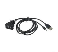 Car Dash Flush Mount USB Port With 3 5mm AUX Extension Cable Panel For 12V Vehicles Featuring ABS And Installation
