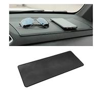 Car Dashboard Anti-Slip Sticky Pad, 15.7''×7.8'' Non-Slip Heat Resistant Rubber Mat, Auto Accessories for Home Office, Strong Adhesive Anti Slide Pad for Phones, Sunglasses, Keys (Black/Grid)