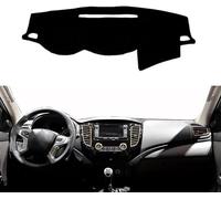 Car Dashboard Dash Cover for Mitsubishi L200 2015 2016 2017 2018 2019,Black Dash Mat Cover Car Accessories Interior Black Silicone Suede