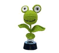 Car Dashboard Decor,Crochet Sunflower Frog Duck Bobblehead Car Decorations - Crochet Car Aesthetic Accessories, Animated Bobble Dancing Ornament for Car Interior Desk