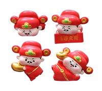 Car Dashboard Decor - Resin God of Wealth Figurine 4-Piece | Monitor Decor - for Room Laptop Bedroom Home TV Men Work Office Computer