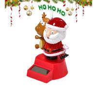 Car Dashboard Decor - Solar-Powered Swinging Deer Santa Claus Dashboard Figurines - Adorable Collectible Statue, Car Interior Decorations for Desk Truck Shelf Den Sedan Pickup