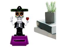 Car Dashboard Decoration | Solar Skull Figurine | Macabre Ornament for Halloween | Interior Gothic Accessory | Decoration for Car, Sedan and Vehicles