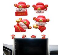 Car Dashboard Decorations | 4 Pieces God of Wealth Cute Resin Figure - Computer Decorations | For Office Laptop Room Bedroom Home TV Men