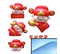 Car Dashboard Decorations - Resin God of Wealth Figurine 4 Pieces - Computer Decorations - for Laptop Room Bedroom Home Men Work Or