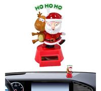 Car Dashboard Decorations - Solar Swinging Deer Santa Claus Model for Tabletop,Cute Collectible Dolls, Car Interior Supplies for Truck Shelf Automotive Pickup Desk Den Trailer