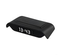 Car Dashboard Digital Clock Thermometer with Solar Power and Night Light, 24-Hour Display, Auto Brightness, Heat-Resistant ABS Housing, for Vehicle Interior Use