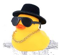 Car Dashboard Ducks - Rubber Duck Ornaments With Mini Swim Ring Hat Necklace Sunglasses, Cute Car Decoration Accessories | Vehicle Dashboard Fun Decor For Cars Trucks SUVs, Playful Interior Accessory