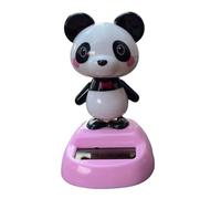 Car Dashboard Figurine - Nodding Animal Decoration, Animated Panda Solar Powered, Compact Moving Display Toy | Decorative Interior Accessory Idea Placement for Automobile Desk Shelf Balcony