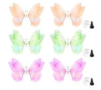 Car Dashboard Moving Butterfly Ornament Air Outlet Aromatherapy Clip for Cars, 6 Pack, Pink/Purple/Green/Yellow, Mesh Cloth & Metal Design