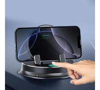 Car Dashboard Phone Holder with 360 Degree Rotation and Stable Silicone Base, Fits Smartphones 4 to 7 Inches, Non Slip Gel Padding for Secure Grip on Rough Roads