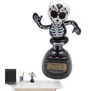 Car Dashboard Skull with Skull for Car Dashboard | Solar Powered Halloween Skeleton Figures - Halloween Head Shaking Bobble Figures for Decoration