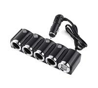 Car DC 12V/24V USB 4 Way Car Cigarette Lighter Socket Splitter USB Car Adapter with 2 USB Ports for Smartphone, GPS, PDA, Dash Cam, etc.