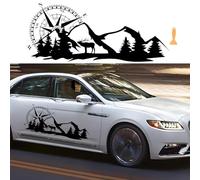 Car Decal Compass Deer Mountain Forest, 39.4 * 16.5" Vinyl Auto Decals Car Side Body Window Stickers Auto Graphic Stickers Hood Decal Decor for SUV Off-Road Vehicles Jeep Camper RV, Black, Left