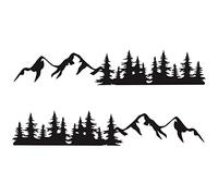 Car Decals and Stickers, Riloer 2pcs Universal PVC Decals and Stickers for Car Truck Pickup Jeep RV SUV Boat, Mountains and Tree Pattern Waterproof Decor Decals, Black/White