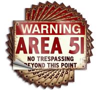 Car Decals Area 51 Warning Sign: No Trespassing Beyond This Point Stickers 10Pcs Car Stickers for Men Car Stickers and Decals(8X12CM)