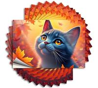 Car Decals Autumn Leaves and Curious Cat Stickers 10Pcs Naughty Stickers for Adults Stickers for Your Car(6X9CM)