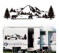 Car Decals Bear Mountain Forest, RV Decals, Waterproof Vinyl Stickers for Car Camper Caravan Motorhome Truck SUV Sedan Van, Cool Auto Stickers Body Side Door Trunk Decoration, 100 * 28 CM, Black