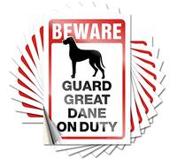 Car Decals Beware! Guard Great Dane On Duty Funny Sticker 10 Pcs Warning Stickers for Cars Car Stickers Funny(12X18CM)