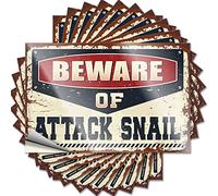 Car Decals Beware of Attack Snail Funny Sticker 10 Pcs Warning Stickers for Cars Car Stickers Funny(8X12CM)