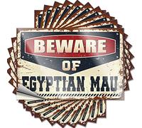 Car Decals Beware of Egyptian Mau Funny Sticker 10 Pcs Bar Sign for Home Decor Tool Decal(12X18CM)