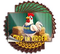 Car Decals Chicken Cop in Order: Farm Fun with Law Enforcement Humor Stickers 10Pcs Stickers for Your Car Stickers for Trucks(12X18CM)
