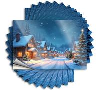 Car Decals Christmas Night in The Snowy Village Stickers 10Pcs Prank Stickers for Adults Mechanic Stickers(12X18CM)