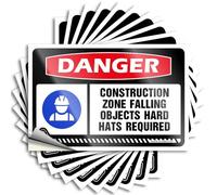 Car Decals Danger Construction Zone Falling Objects Hard Hats Required Stickers 10Pcs Car Stickers for Men Decal Stickers for Cars(8X12CM)