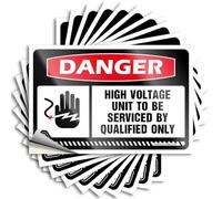 Car Decals Danger High Voltage Unit to Be Serviced By Qualified Only Stickers 10Pcs Funny Sign Decor Decal Stickers for Cars(8X12CM)