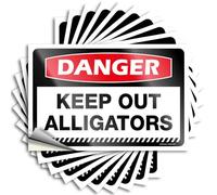 Car Decals Danger Keep Out Alligators Stickers 10Pcs Funny Sign Decor Decal Stickers for Cars(12X18CM)