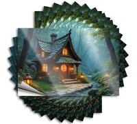 Car Decals Enchanted Forest Cottage at Dusk Stickers 10Pcs Naughty Stickers for Adults Stickers for Your Car(6X9CM)