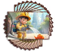 Car Decals Little Firefighter Saving A Fish in The City Stickers 10Pcs Funny Stickers for Adults Sticker for Cars(8X12CM)