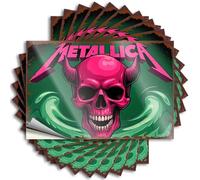 Car Decals Metallica Devil Skull with Green Waves Stickers 10Pcs Decor Signs Stickers for Trucks(6X9CM)