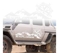 Car Decals Mountain Compass, Cool Auto Stickers Waterproof Vinyl Hood Decal Car Window Stickers Graphics Body Side Door Trunk Decoration for Racing Car SUV Truck Off-Road Vehicle Jeep RV Silver White