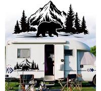 Car Decals Mountain,Cool Bear Forest Auto Stickers Waterproof Vinyl Hood Decal Car Window Stickers Auto Graphics Body Side Door Trunk Decoration for Racing Car SUV Truck Off-Road Vehicle Jeep RV,Black
