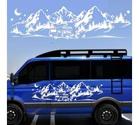 Car Decals Mountain Forest, RV Decals, Waterproof Vinyl Stickers for Car, Cool Auto Stickers Body Side Door Trunk Decoration for Camper Caravan Truck SUV Sedan Van, White, 100 x 28 cm
