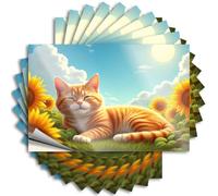 Car Decals Relaxing Cat in A Sunflower Field Stickers 10Pcs Naughty Stickers for Adults Stickers for Your Car(12X18CM)