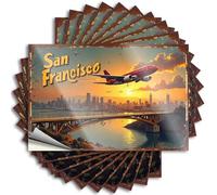 Car Decals San Francisco Sunset Flight Adventure Stickers 10Pcs Decor Signs Stickers for Trucks(8X12CM)