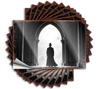 Car Decals Silhouette of A Gentleman in Top Hat Standing Before an Arched En Stickers 10Pcs Cave Man Bar Funny Car Stickers and Decals(12X18CM)