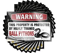 Car Decals Warning This Property is Protected By A Highly Trained Ball Pythons Funny Sticker 10 Pcs Funny Garage Signs for Men Stickers for Car(8X12CM)