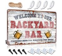 Car Decals Welcome To Our Backyard Bar Proudly Serving Whateve You Bring Sign Bumper Sticker Man Cave Funny Signs(20X30CM)