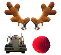 Car Decoration - 35x18x10cm Large Cotton Wood Accessory | Cute Holiday Auto Ornament Kit With Red Nose For Cars Trucks | Seeing Decoration Set