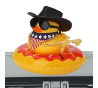 Car Decoration Dashboard,Cowboy Accessories - Squeaky Bath Toy with Mini Sun Hat, Swim Ring, Necklace and Sunglasses, Yellow Rubber for Car, Dining Table