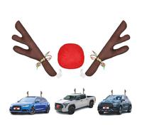 Car Decoration Set with : Car Decorations with Brown Antlers Creative Plush Easy Fix for Winter Christmas Decorations |