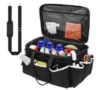 Car Detailing Bag Multiple Pocket Cleaning Caddy with Handle Extra Large Waterproof Auto Detail Supplies Organizer for Polisher Bottle Towel Brush Cleaning Tools Tote for Auto Mechanic Housekeeper