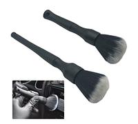 Car Detailing Brush Artificial Fiber 2 PCS Ultra Soft Synthetic Bristles Black Car Brush Interior Leave No Trace Easy Cleaning for Detail of Car, Motorcycle