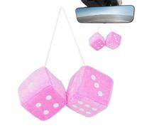 Car Dice - flufy Dice | Furry Dice For Car | Auto Rear Mirror Plush Dice | Rearview Mirror Ornaments | Pink flufy Dice For Car | Soft And Fuzzy Car Charm Interior Ornament For Sedan, Truck,