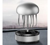 Car Diffuser Air Purifier with Unique Rotating For Jellyfish Ornament Style and Solar Powered Fragrance Diffusion for Enhanced Driving Experience (silver)